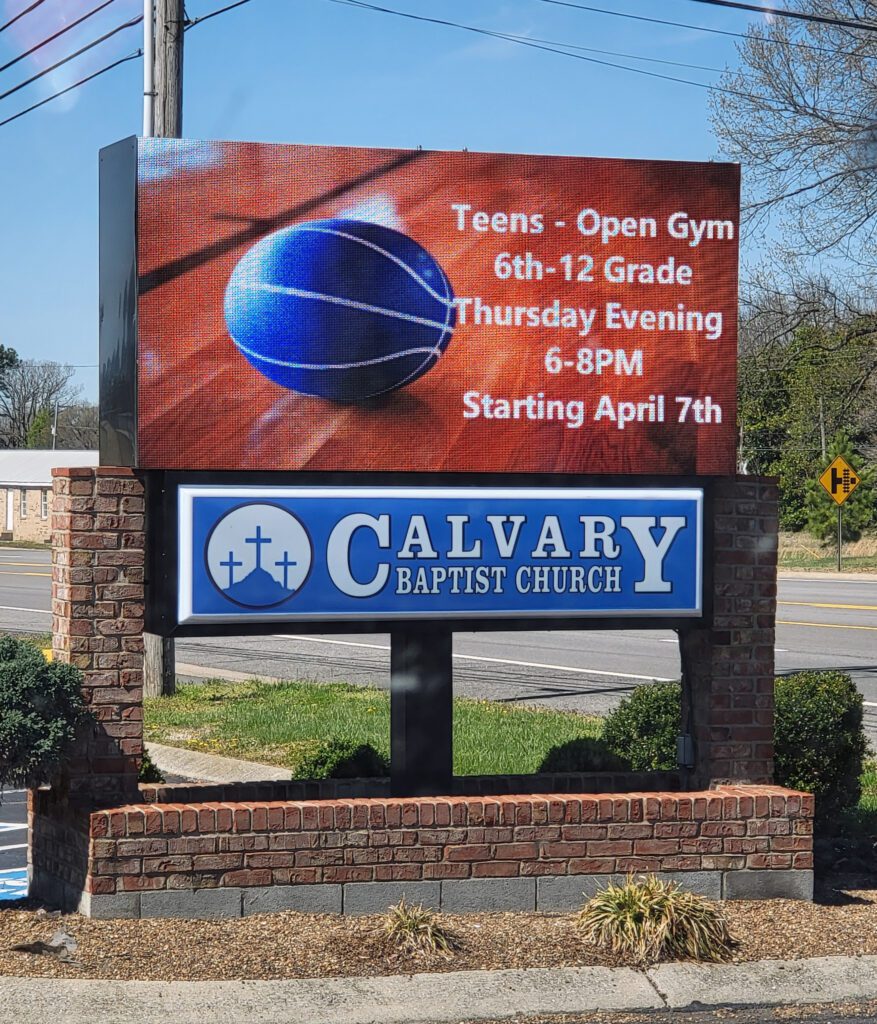 Church LED display - Calvary Baptist Greenbrier tn 877x1024