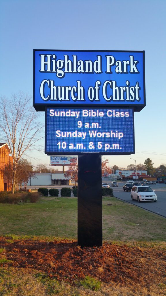 Church LED display - Highland Park Church of Christ 576x1024